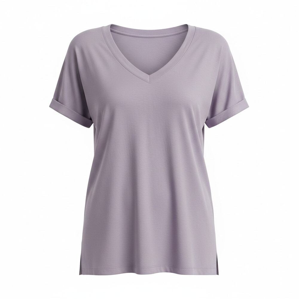 Banana Republic V Neck Short Sleeve Top Very Soft Light Womens XXL Lavender